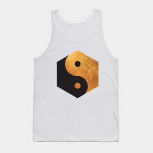 Yin Yang Zen Meditation Yoga Gold Black Tank Top